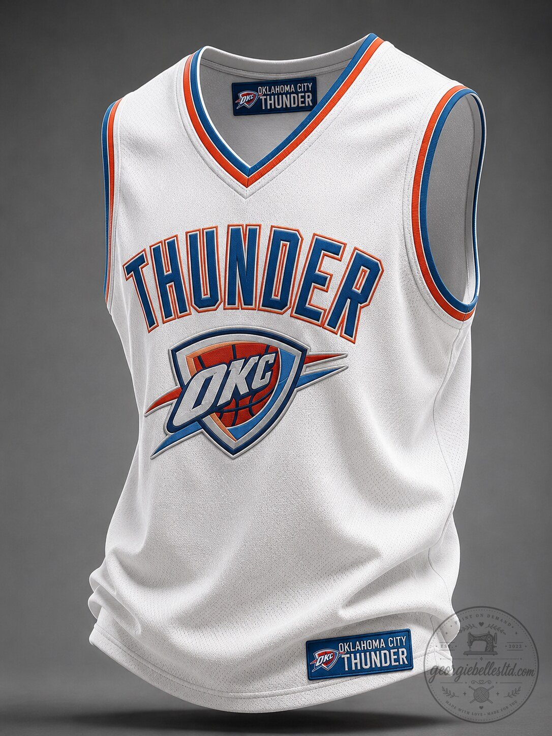 Oklahoma City Thunder NBA Authentic Basketball Jersey – Premium Cotton-Blend Mesh Sleeveless Vest with V-Neck, Team Logo Embroidery & Color-Trimmed Armholes