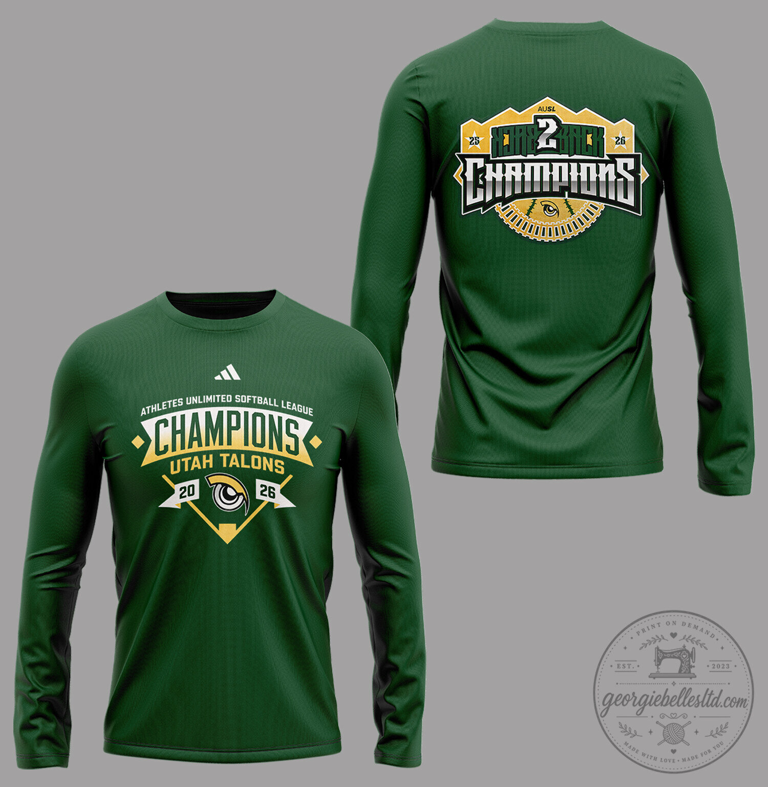 Utah Talons 2026 Champions Long Sleeve Shirt from Athletes Unlimited Softball League 7 Utah Talons 2026 Champions Long Sleeve Shirt from Athletes Unlimited Softball League