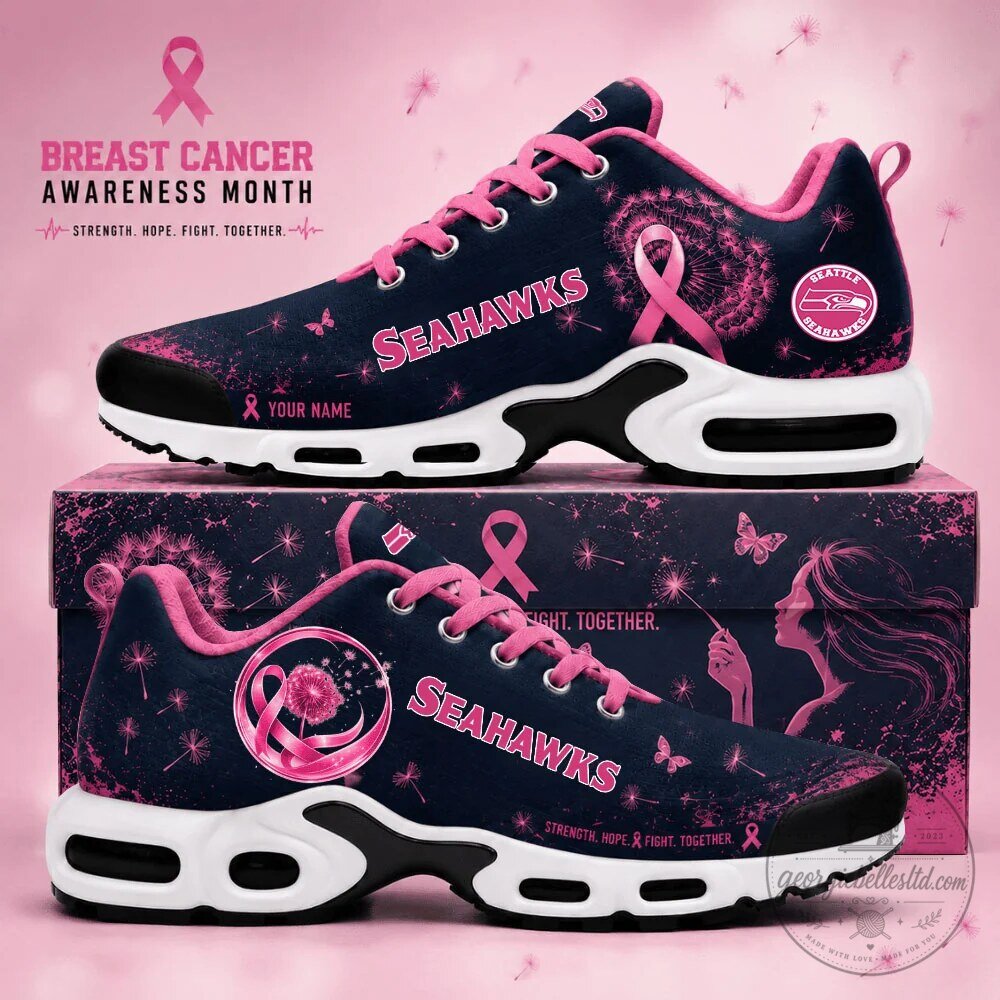 Seattle Seahawks Breast Cancer Awareness Dandelion Hope Running Shoes