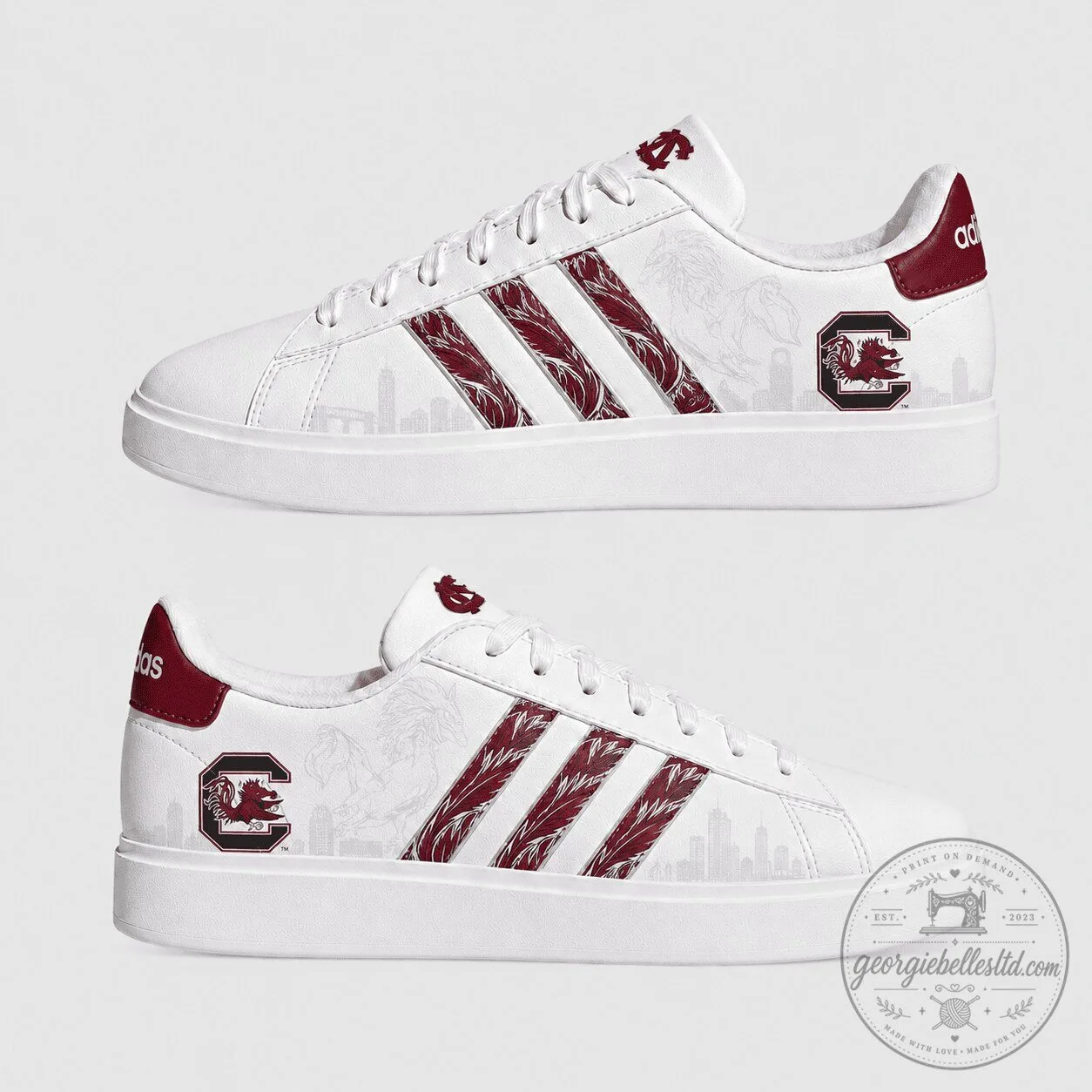 South Carolina Gamecocks NCAA Team Logo Adidas White Casual Shoes