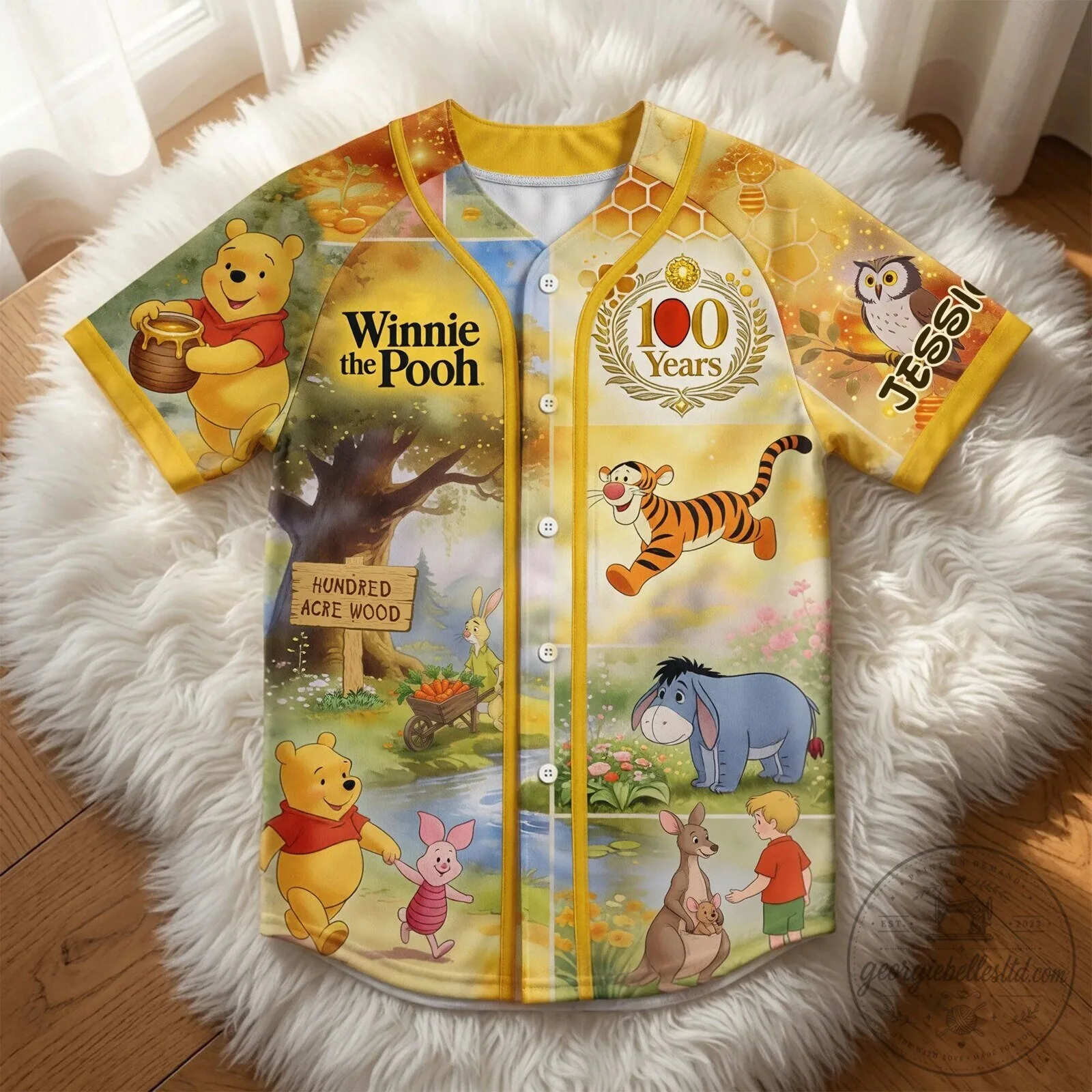 Winnie the Pooh 100 Years Hundred Acre Wood Baseball Jersey
