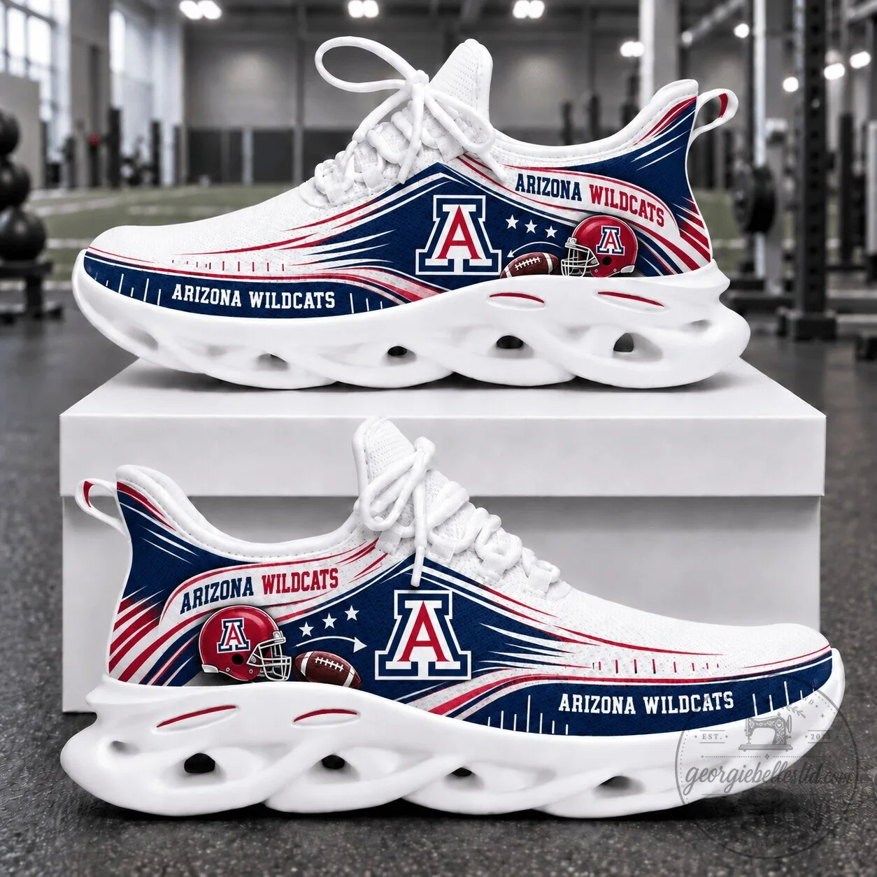 Arizona Wildcats NCAA Team Logo White Athletic Running Shoes