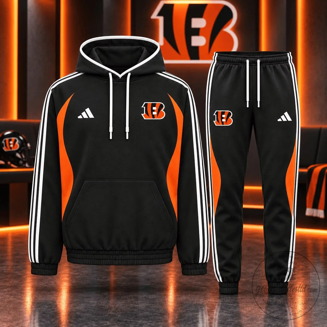 Cincinnati Bengals NFL Football Team Black and Orange Hoodie and Jogger Set