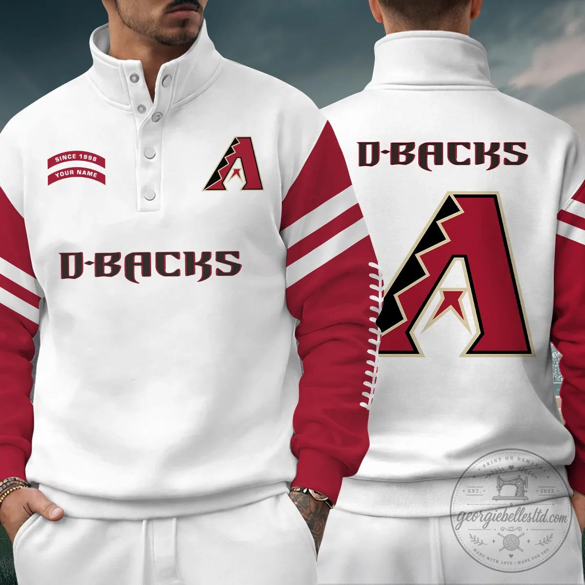 Arizona Diamondbacks Baseball Team Quarter-Zip Pullover Sweatshirt