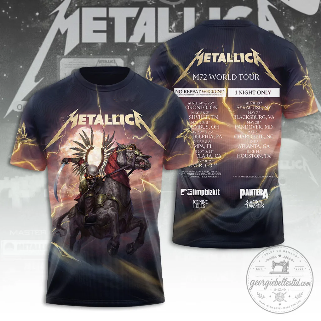 Metallica M72 World Tour 2024 Grim Reaper Horseman Graphic T-Shirt
