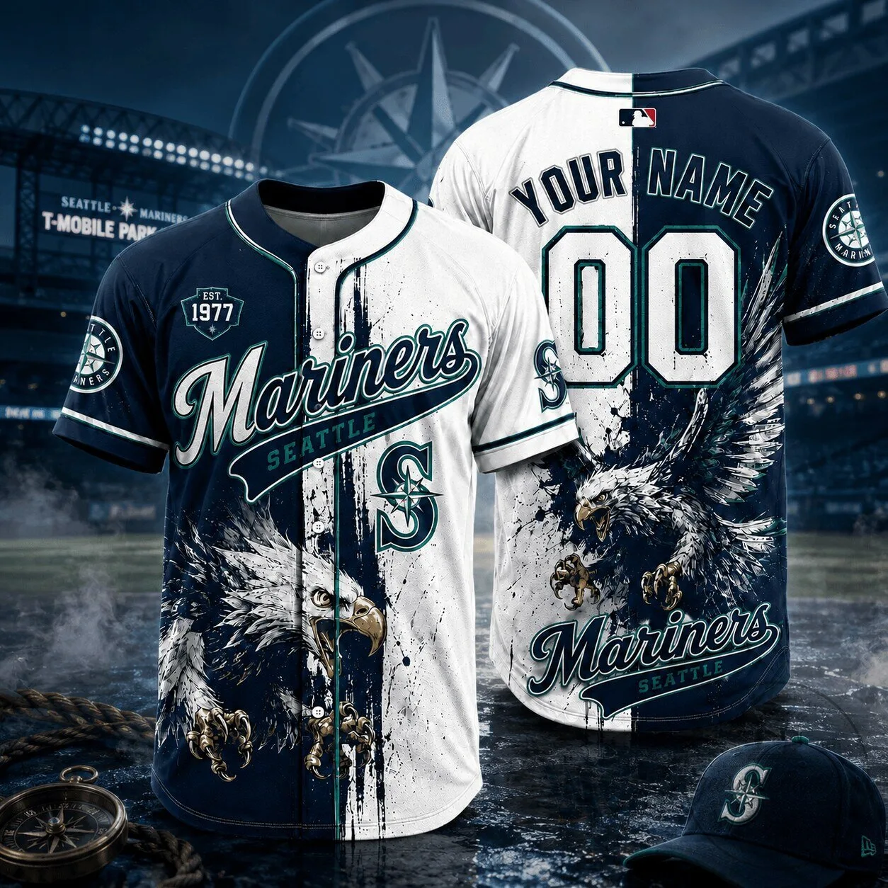 Seattle Mariners MLB Baseball Jersey Personalized with Name and Number