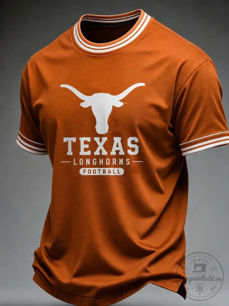Orange Short-Sleeve T-Shirt featuring Texas Longhorns Football Team Logo 24 Orange Short-Sleeve T-Shirt featuring Texas Longhorns Football Team Logo