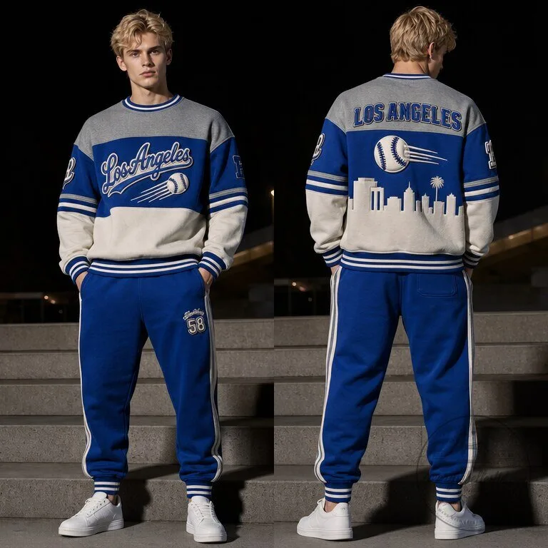 Los Angeles Baseball Skyline Graphic Print Crewneck Sweatshirt 1 Los Angeles Baseball Skyline Graphic Print Crewneck Sweatshirt