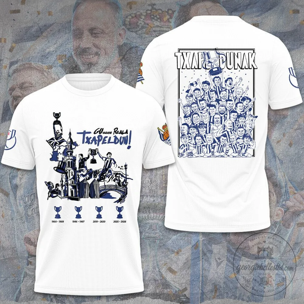 Real Sociedad Champions Copa Del Rey 2026 Commemorative White T-Shirt