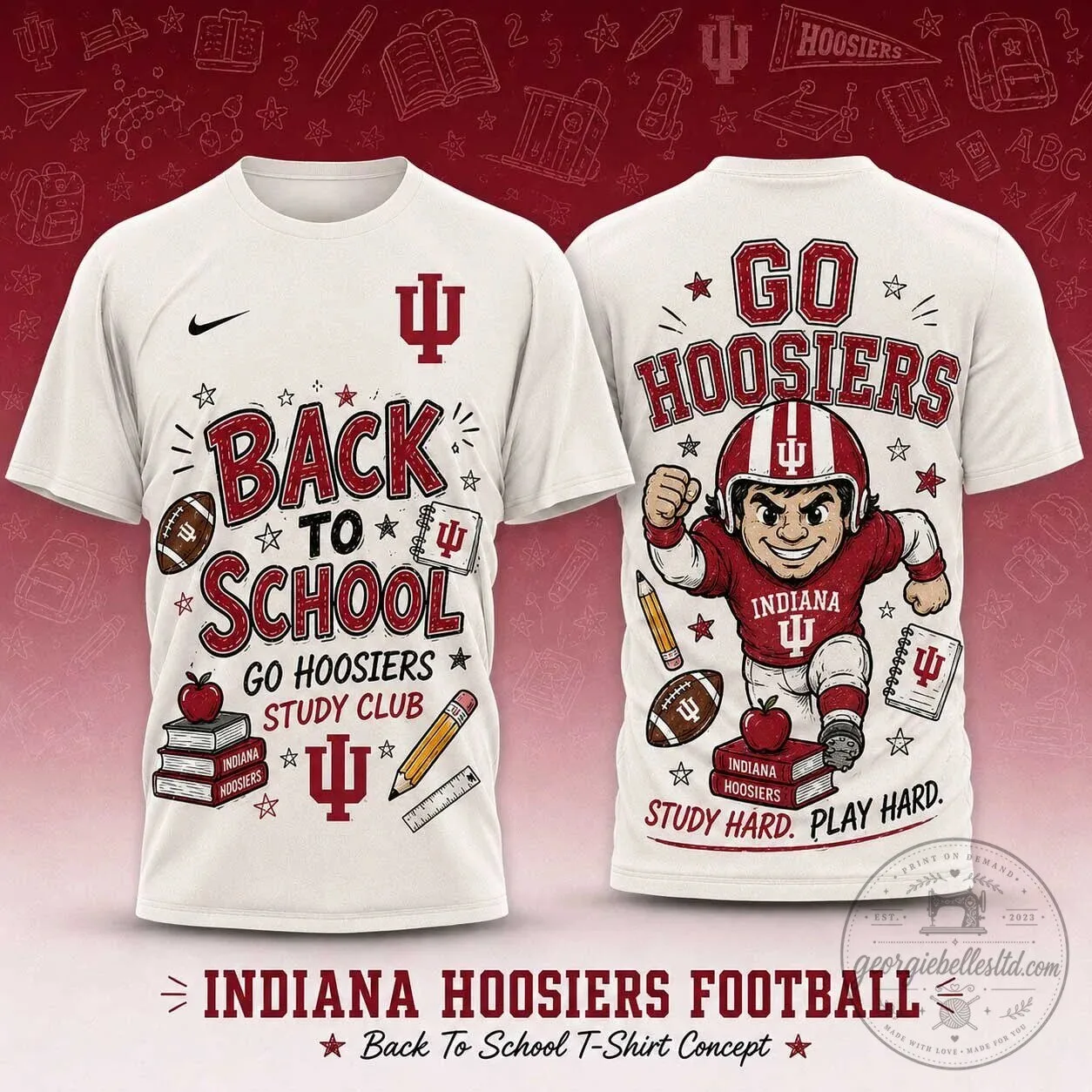 Indiana Hoosiers Back To School Study Club NCAA Football T-Shirt