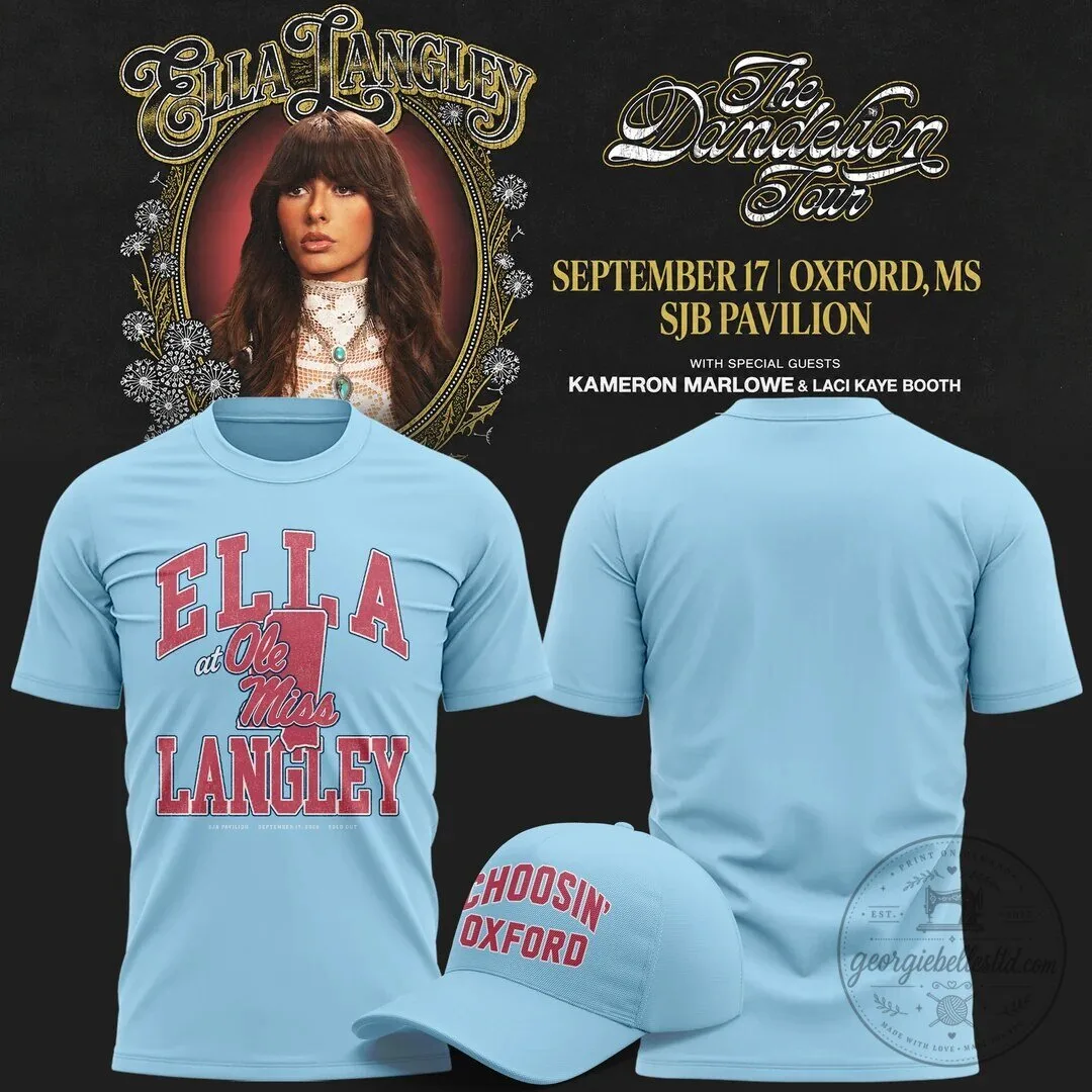 Ella Langley The Dandelion Tour Ole Miss Concert Light Blue T-Shirt