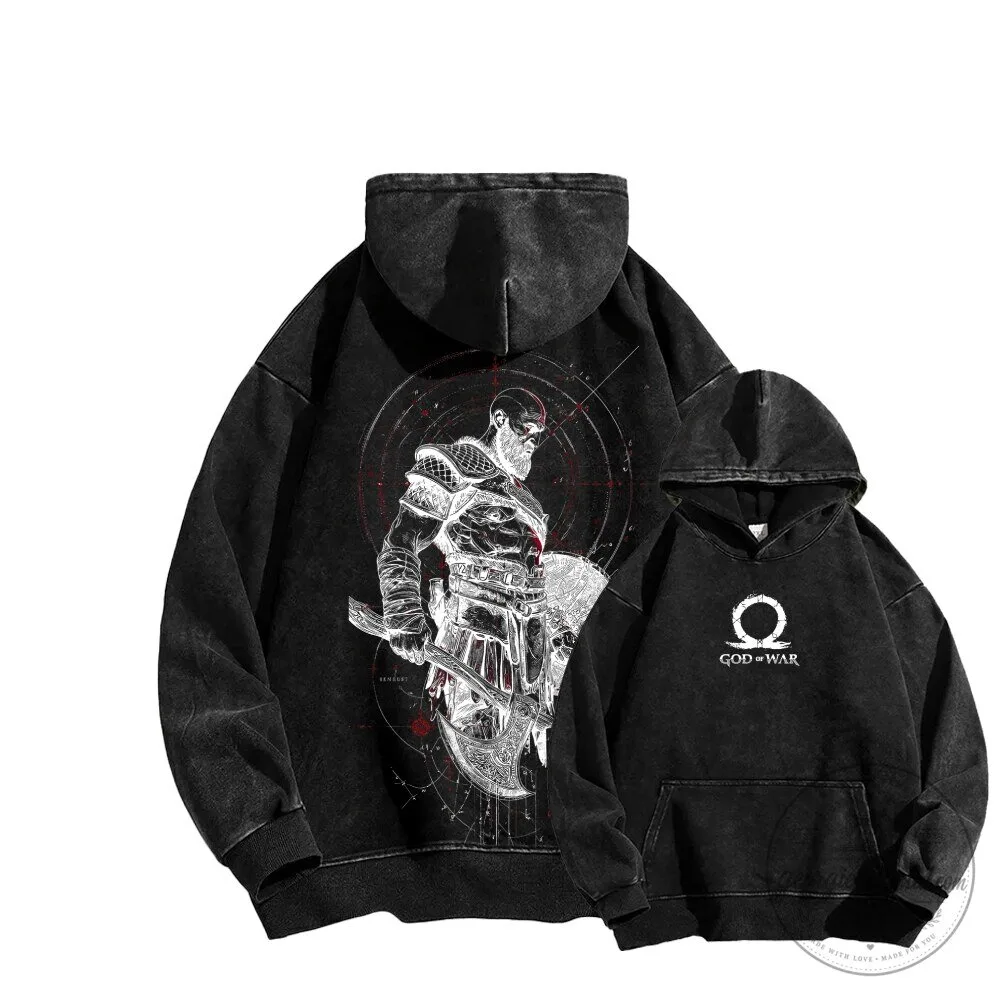 God of War Kratos Stone Washed Unisex Hoodie