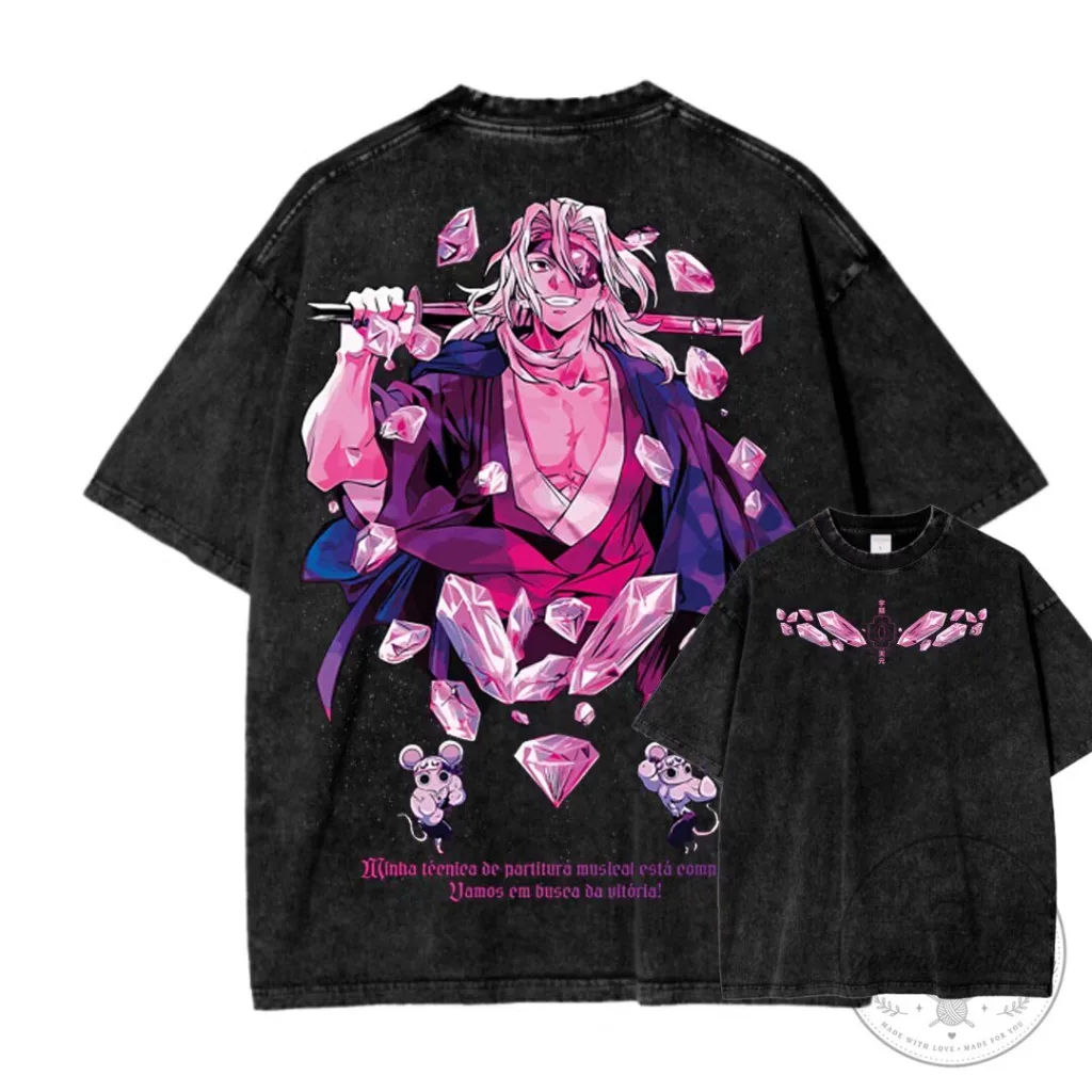 Demon Slayer Uzui Tengen Anime T-Shirt, Gurren Lagann Washed Graphic Tee