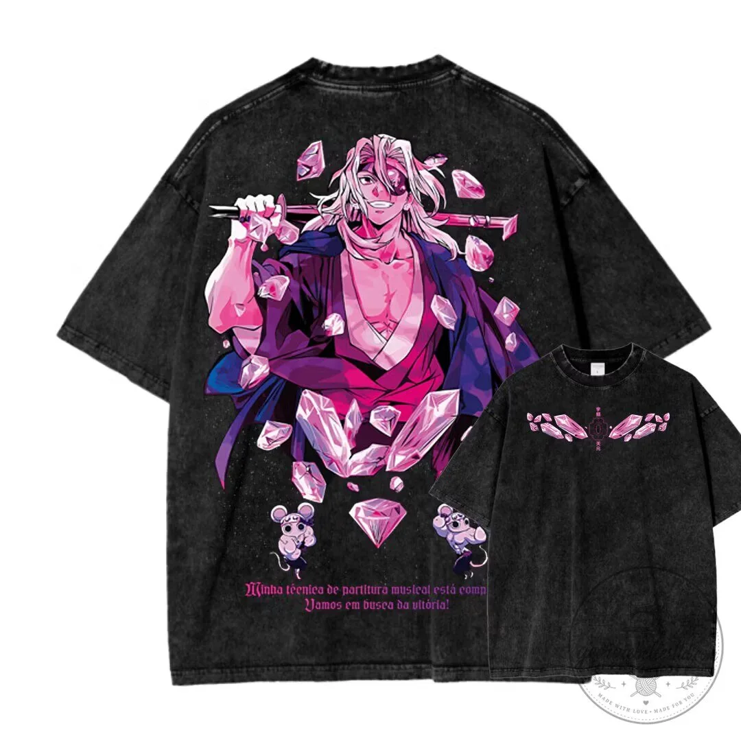 Demon Slayer Uzui Tengen Anime T-Shirt, Gurren Lagann Washed Graphic Tee