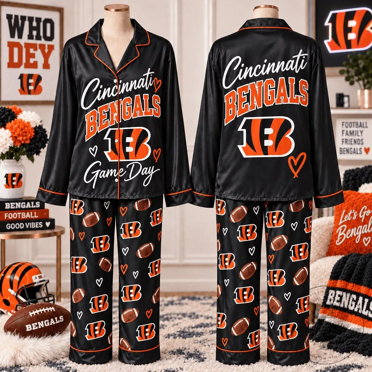 Cincinnati Bengals Football Team Game Day Pajamas Set 1 Cincinnati Bengals Football Team Game Day Pajamas Set