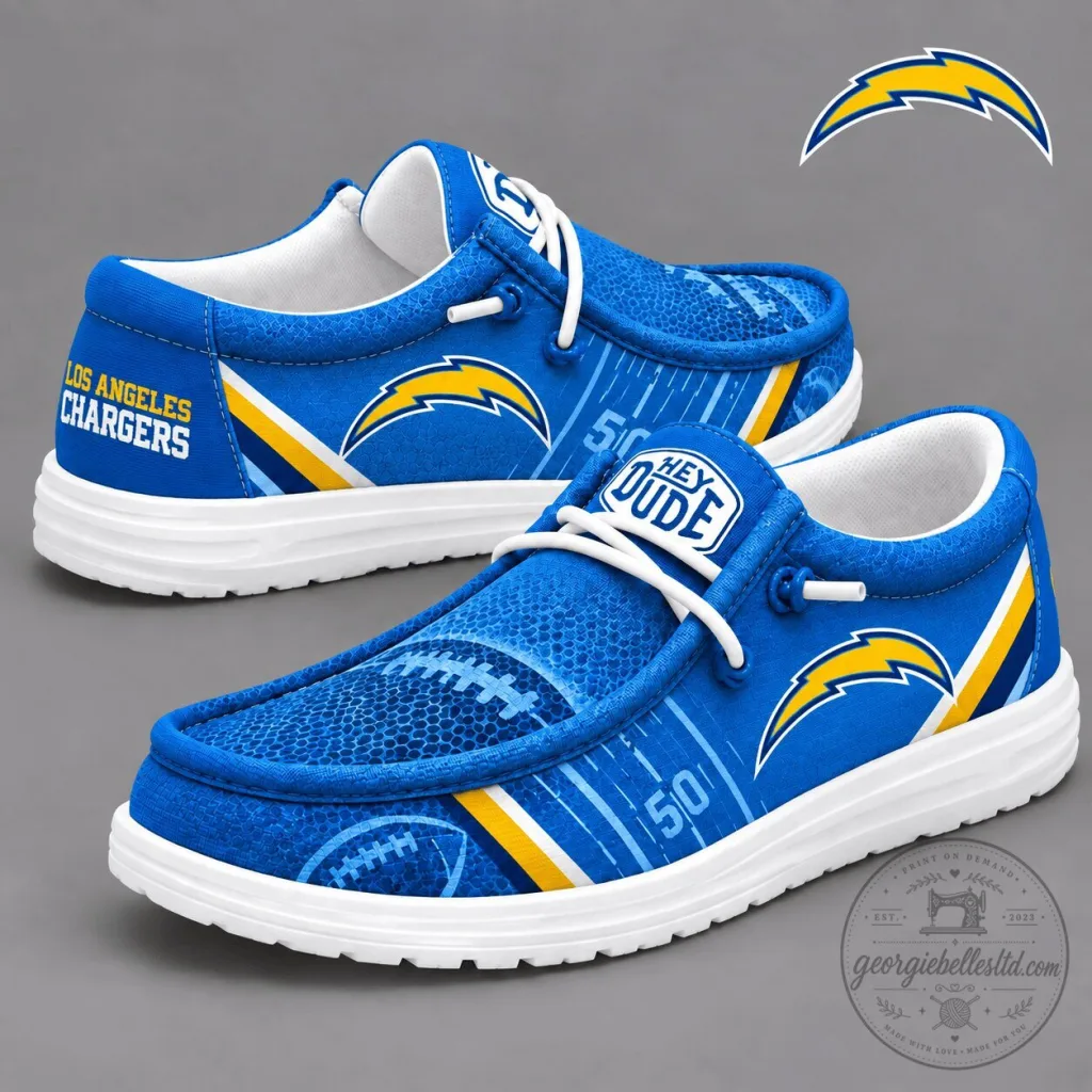 Los Angeles Chargers NFL Team Football Hey Dude Style Shoes Los Angeles Chargers NFL Team Football Hey Dude Style Shoes