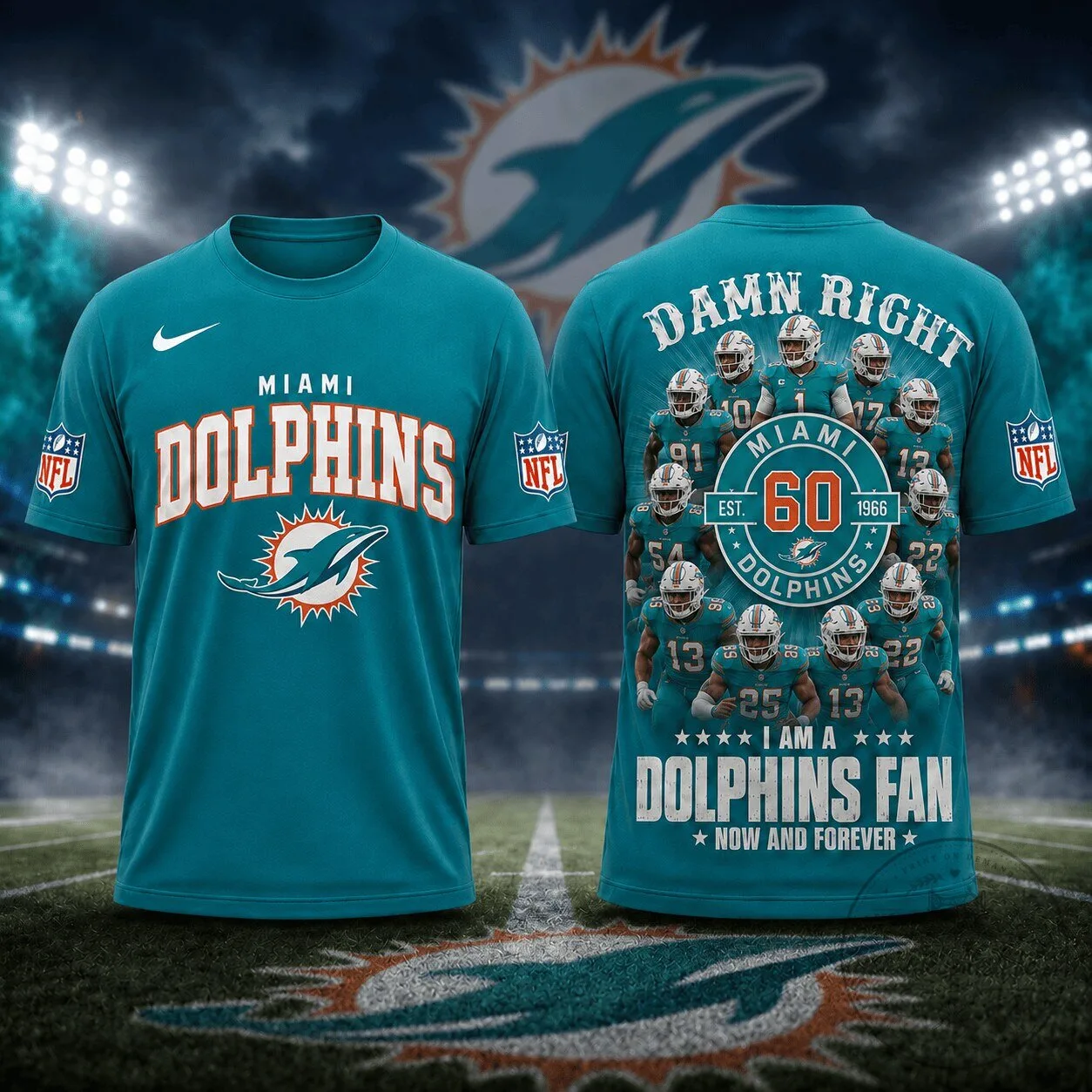 Miami Dolphins Shirt, NFL Football Team Fan Apparel T-Shirt