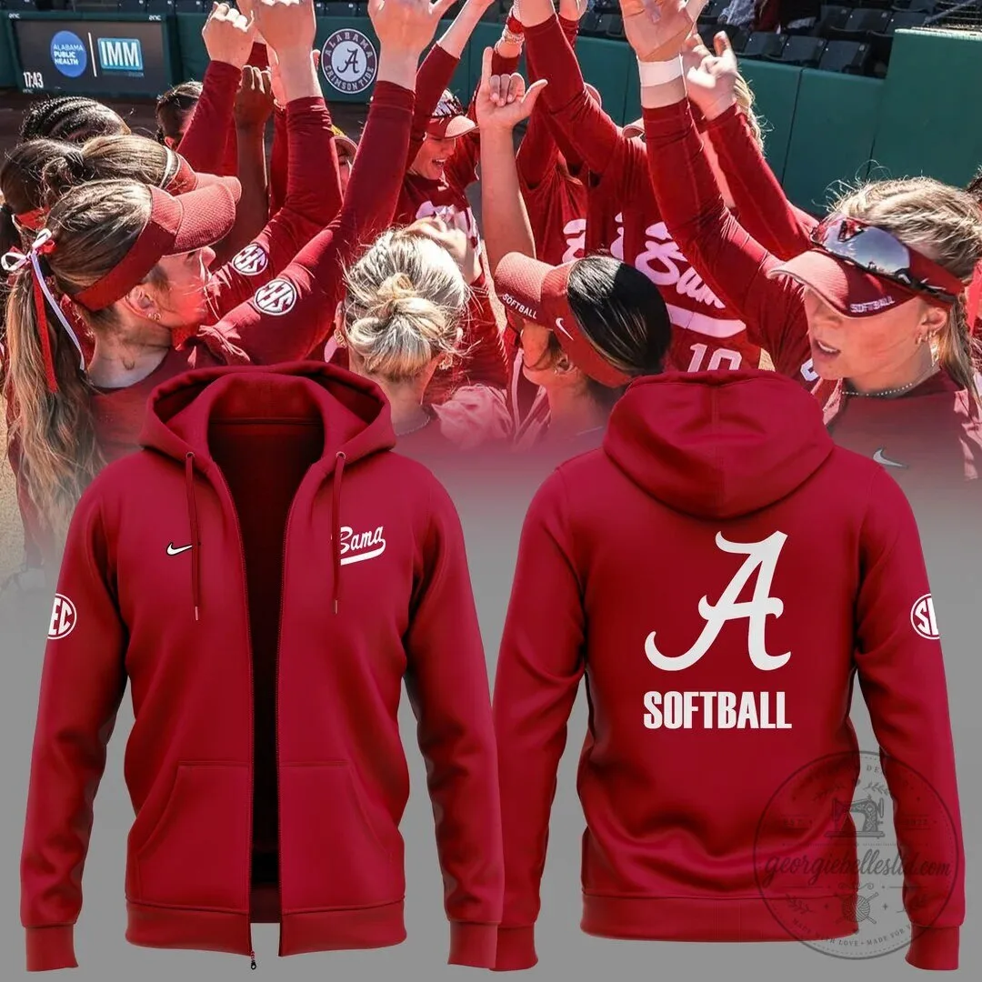 Alabama Hoodie, Crimson Tide Softball Full-Zip Hoodie for Women, NCAA Fan Apparel 3 Alabama Hoodie, Crimson Tide Softball Full-Zip Hoodie for Women, NCAA Fan Apparel