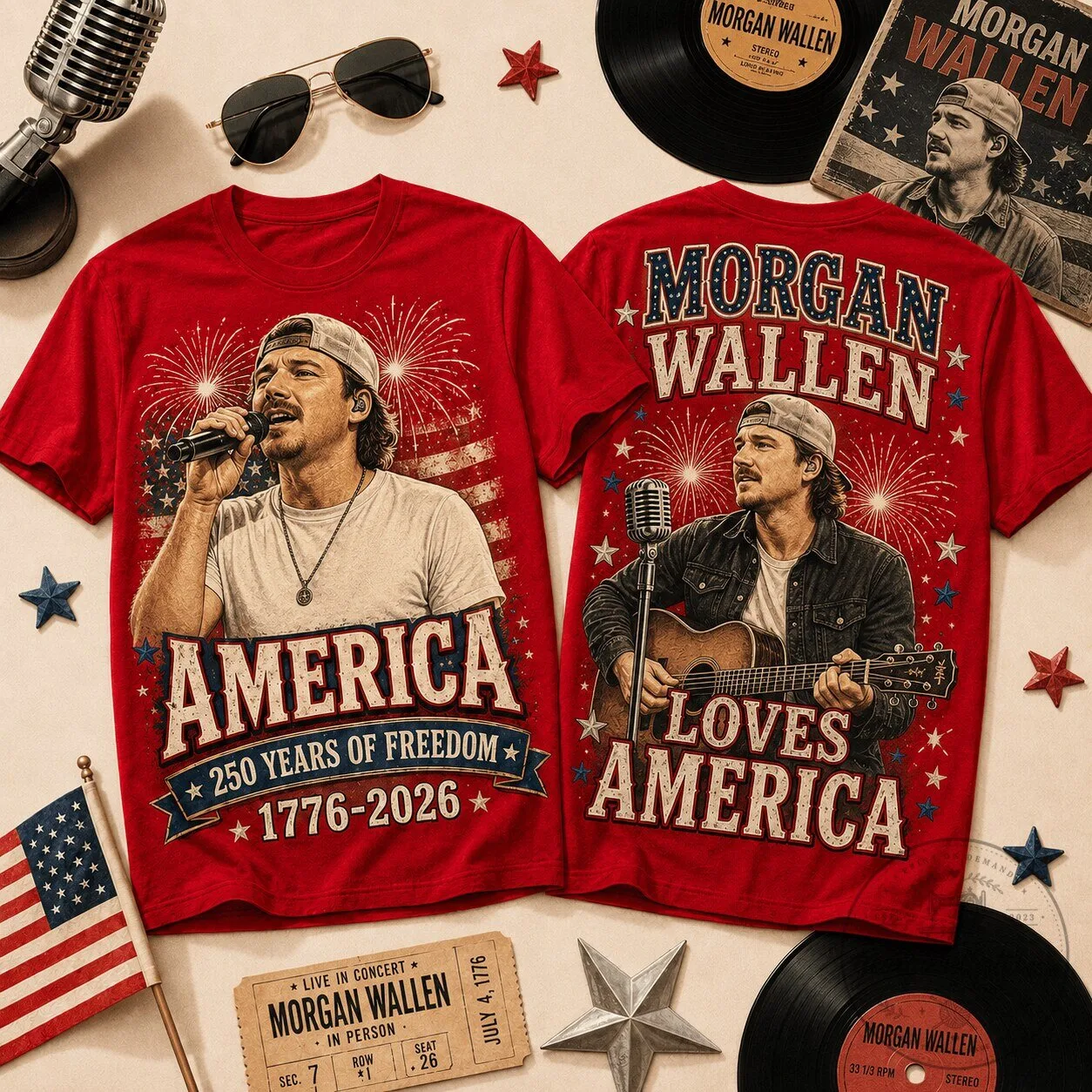Morgan Wallen Shirt America 250 Years of Freedom 1776-2026 Patriotic T-Shirt