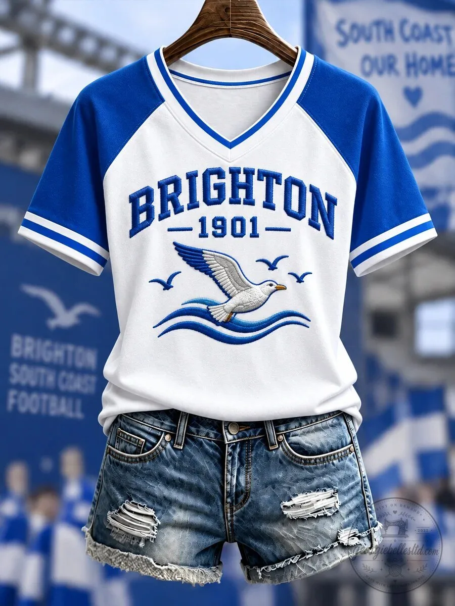 Brighton and Hove Albion Football Club Seagulls V-Neck T-Shirt