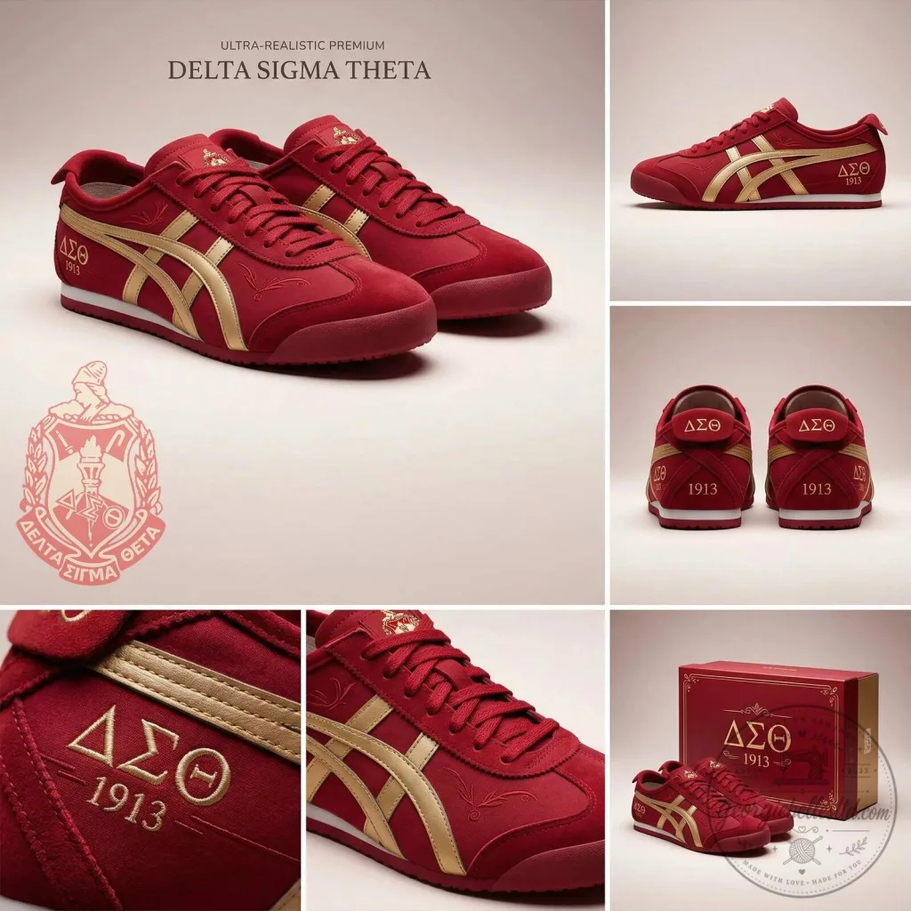 Delta Sigma Theta Sorority Red and Gold Athletic Shoes Delta Sigma Theta Sorority Red and Gold Athletic Shoes
