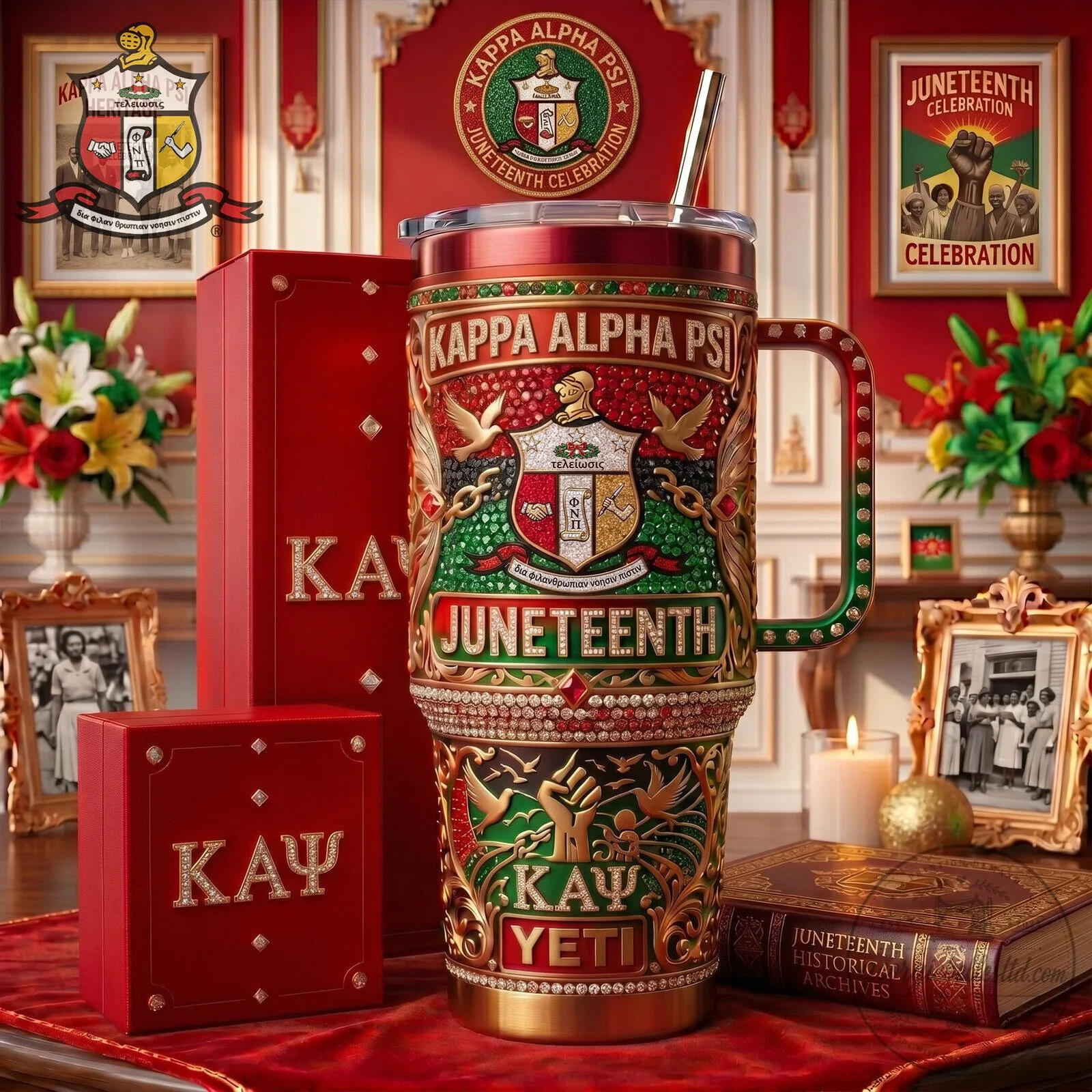 Kappa Alpha Psi Juneteenth Celebration Insulated Tumbler with Handle