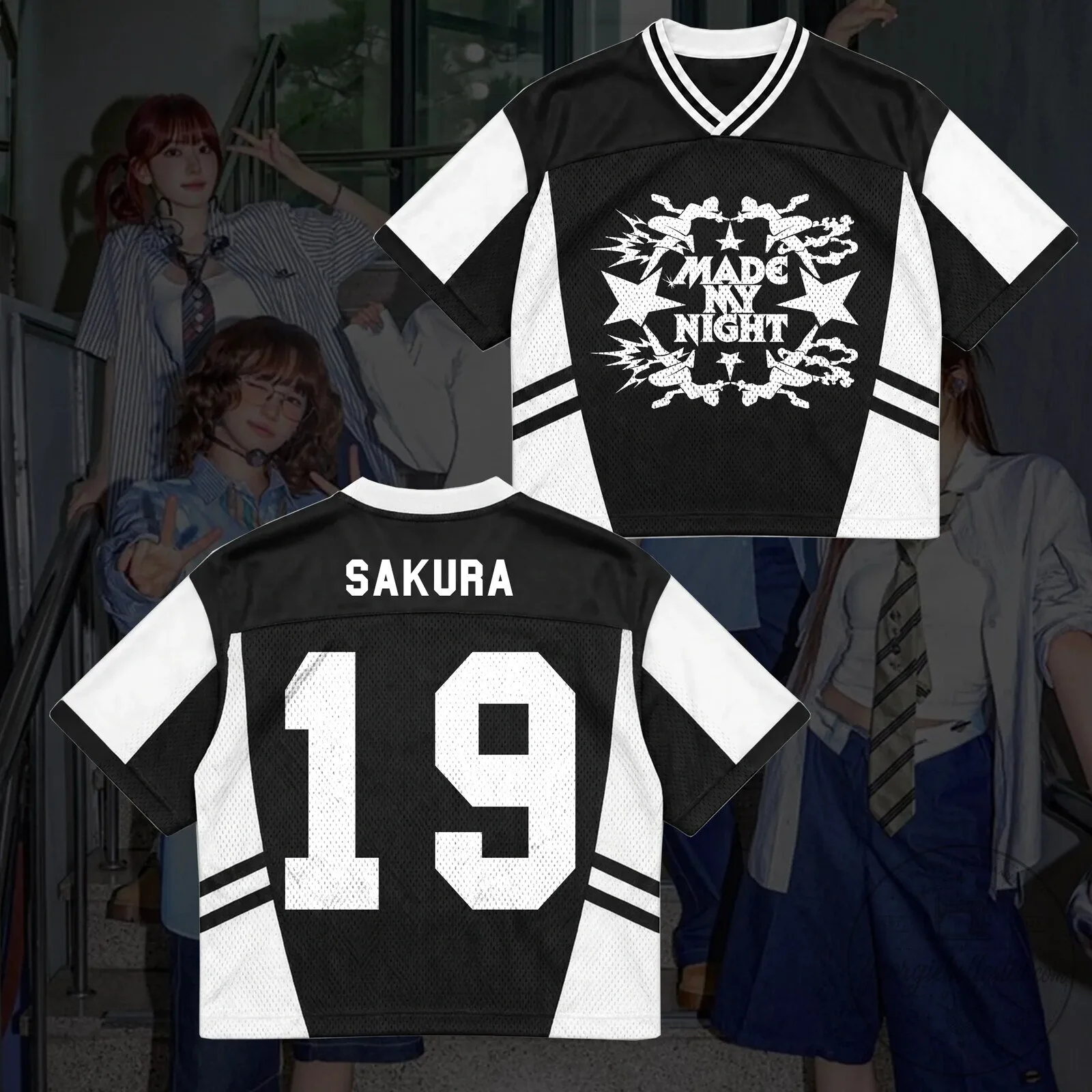 Le Sserafim Made My Night Concert Fearnot Football Jersey 7 Le Sserafim Made My Night Concert Fearnot Football Jersey