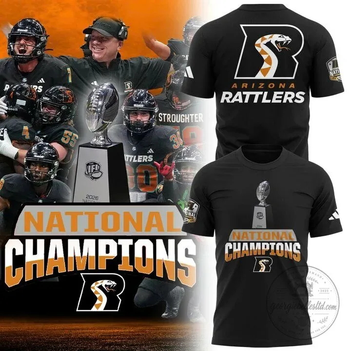 Arizona Football Rattlers 2026 IFL National Champions Trophy T-Shirt 3 Arizona Football Rattlers 2026 IFL National Champions Trophy T-Shirt