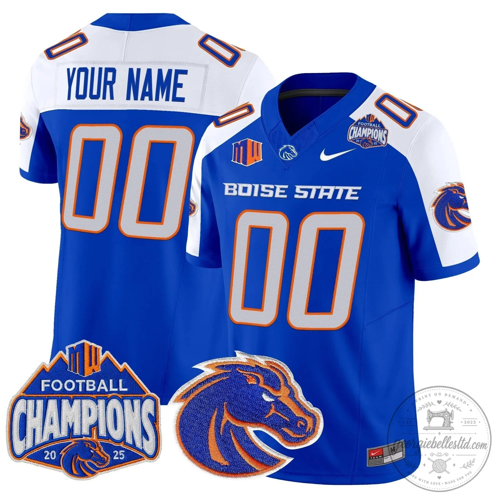 Boise State University Football Champions 2025 Mountain West Custom Jersey