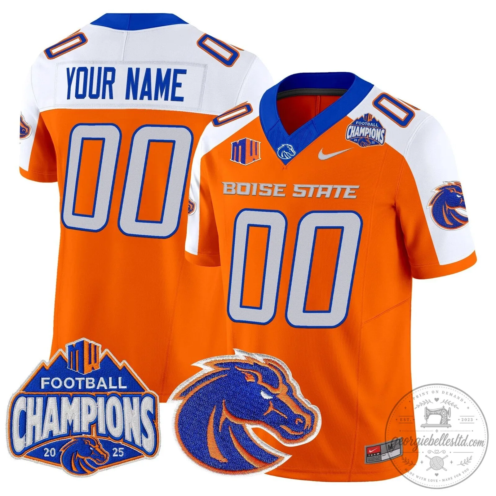 Boise State University Football Champions 2025 Mountain West Custom Jersey 7 Boise State University Football Champions 2025 Mountain West Custom Jersey