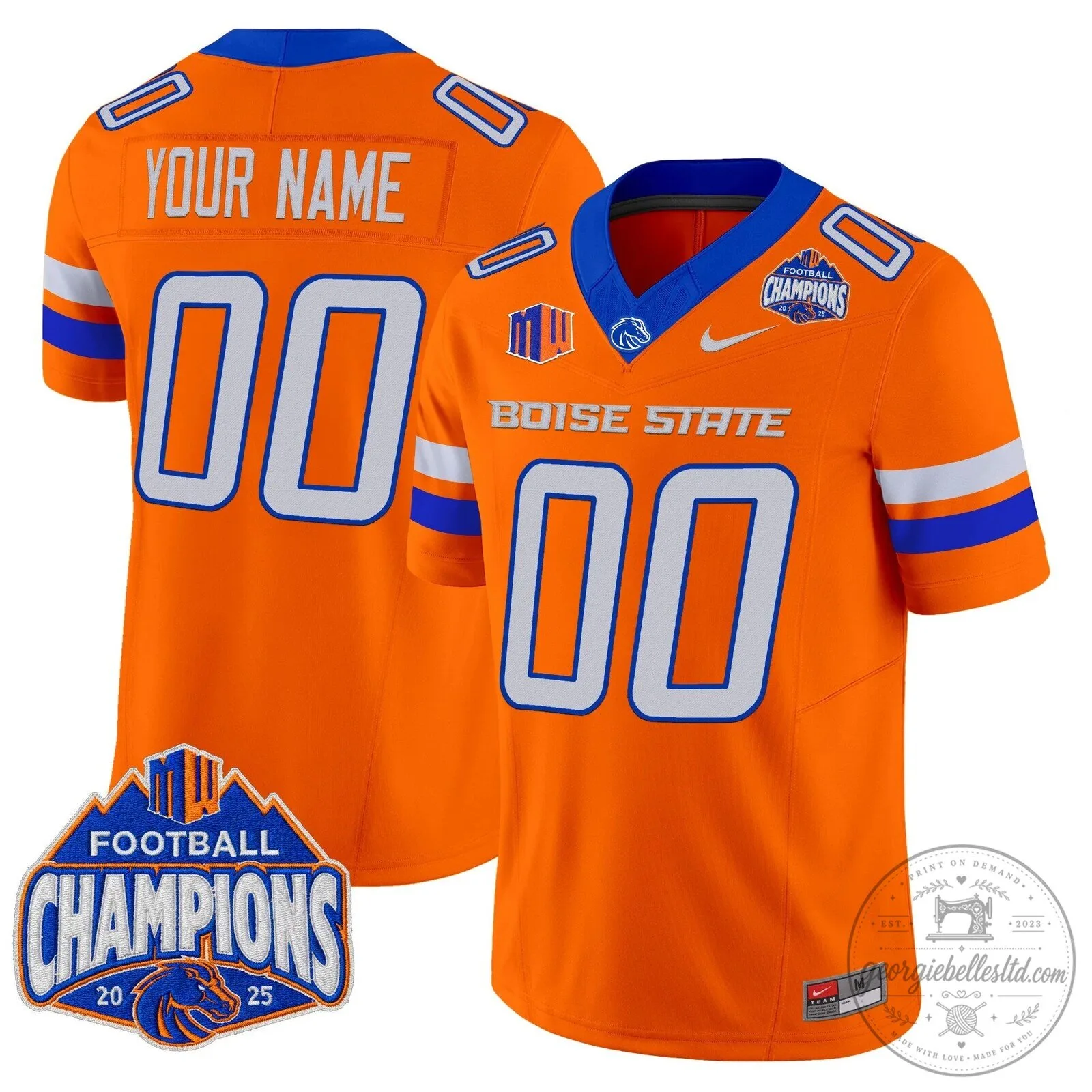 Boise State University Football Champions 2025 Mountain West Custom Jersey 9 Boise State University Football Champions 2025 Mountain West Custom Jersey
