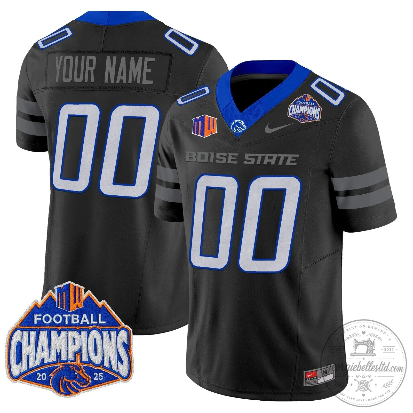 Boise State University Football Champions 2025 Mountain West Custom Jersey 11 Boise State University Football Champions 2025 Mountain West Custom Jersey