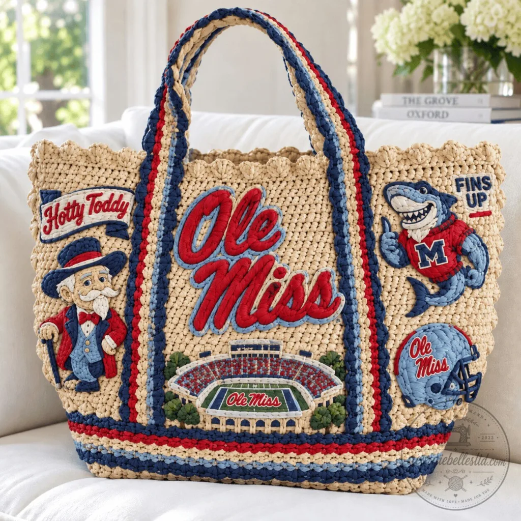 Ole Miss Rebels Hotty Toddy Fins Up Embroidered Straw Tote Bag Ole Miss Rebels Hotty Toddy Fins Up Embroidered Straw Tote Bag