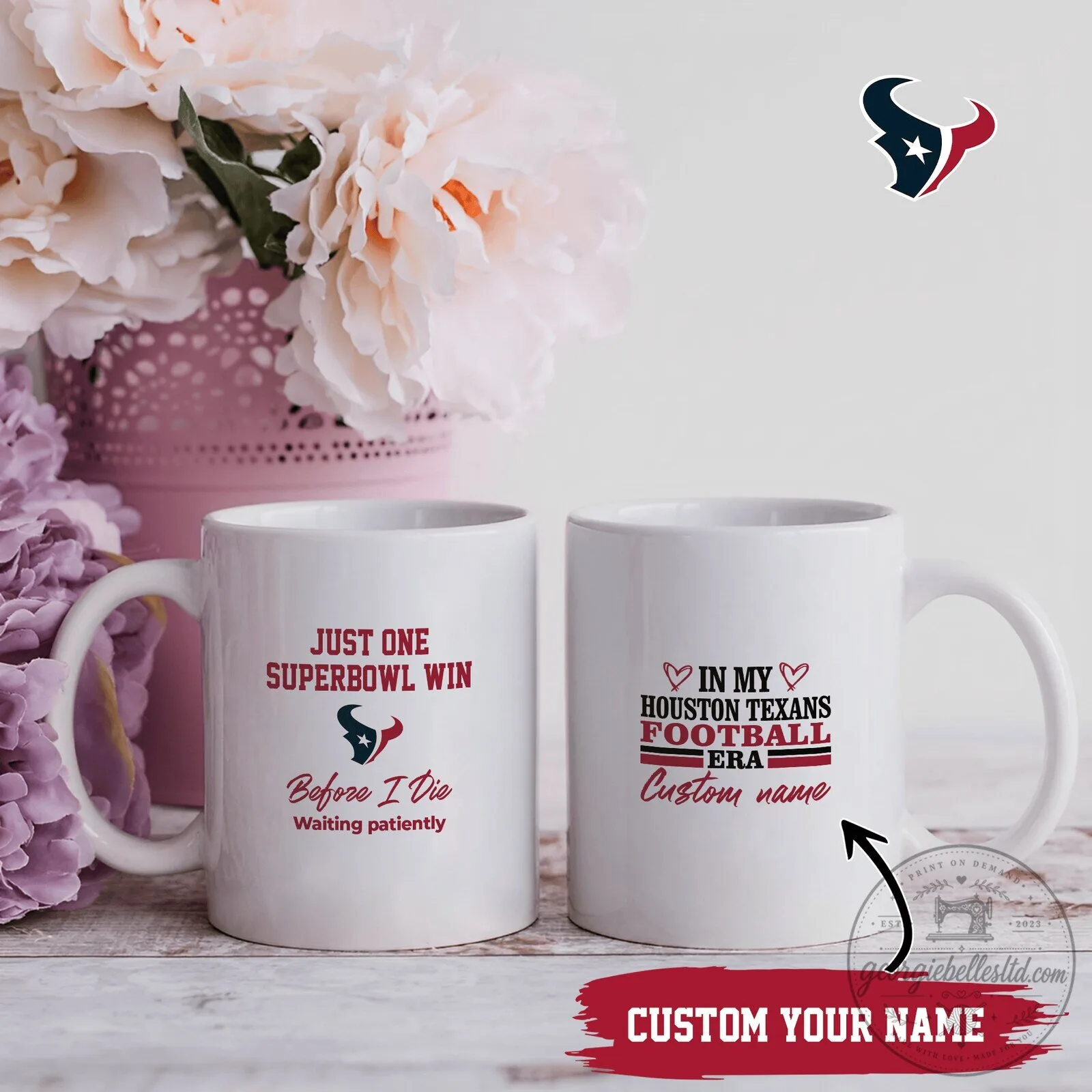 Houston Texans Football Era Custom Name Super Bowl Win Fan Mug