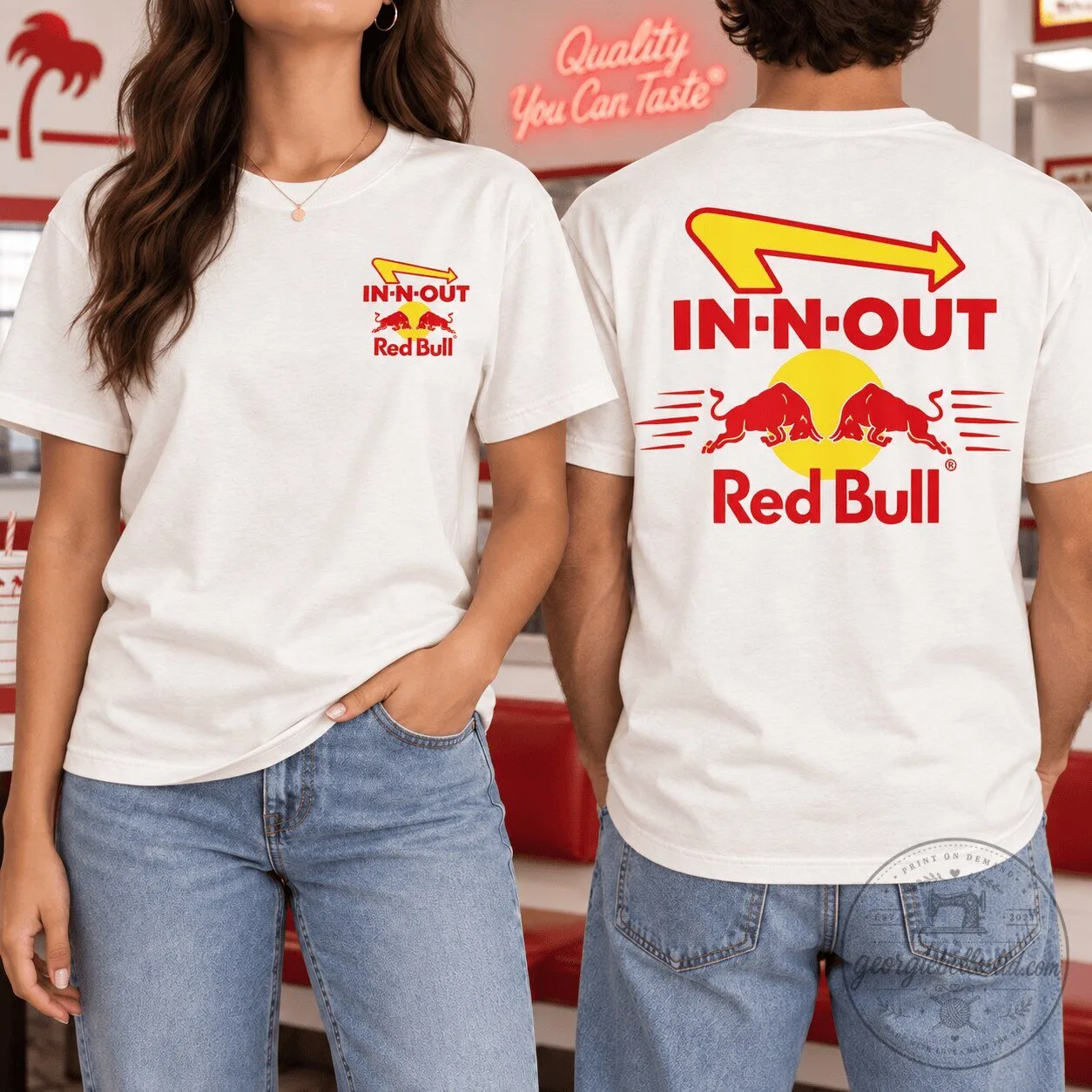 In-N-Out Burger Red Bull Racing Style Graphic Short Sleeve T-Shirt