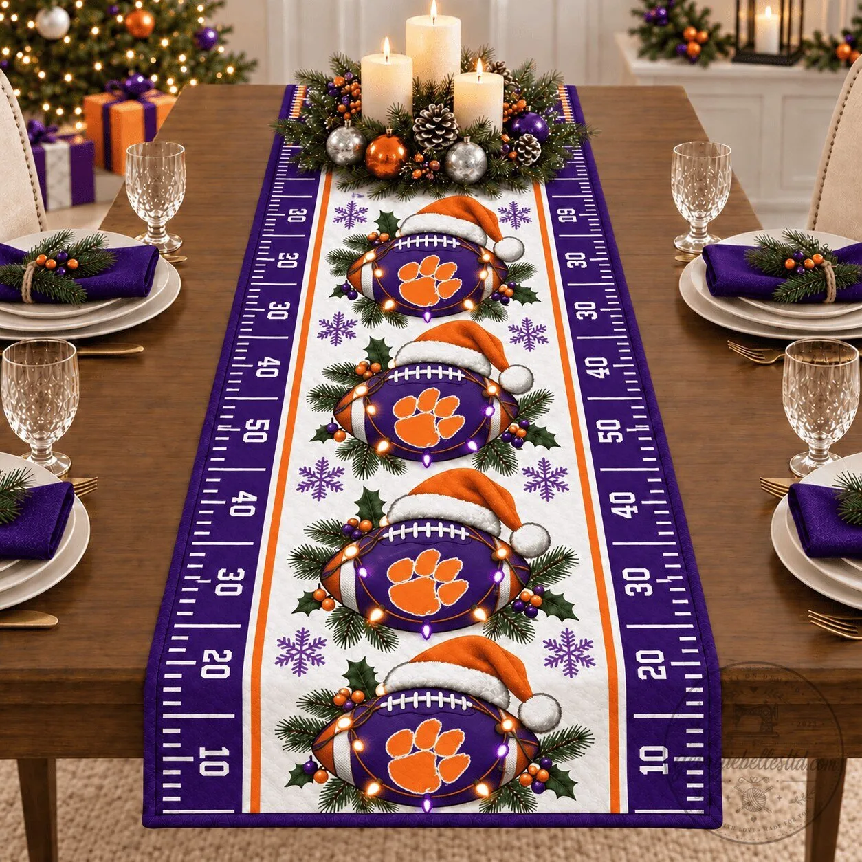 Clemson Tigers Christmas Football Table Runner