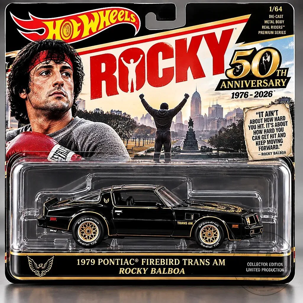 Rocky Balboa 50th Anniversary 1979 Pontiac Firebird Trans Am Hot Wheels Die-Cast Car 1 Rocky Balboa 50th Anniversary 1979 Pontiac Firebird Trans Am Hot Wheels Die-Cast Car