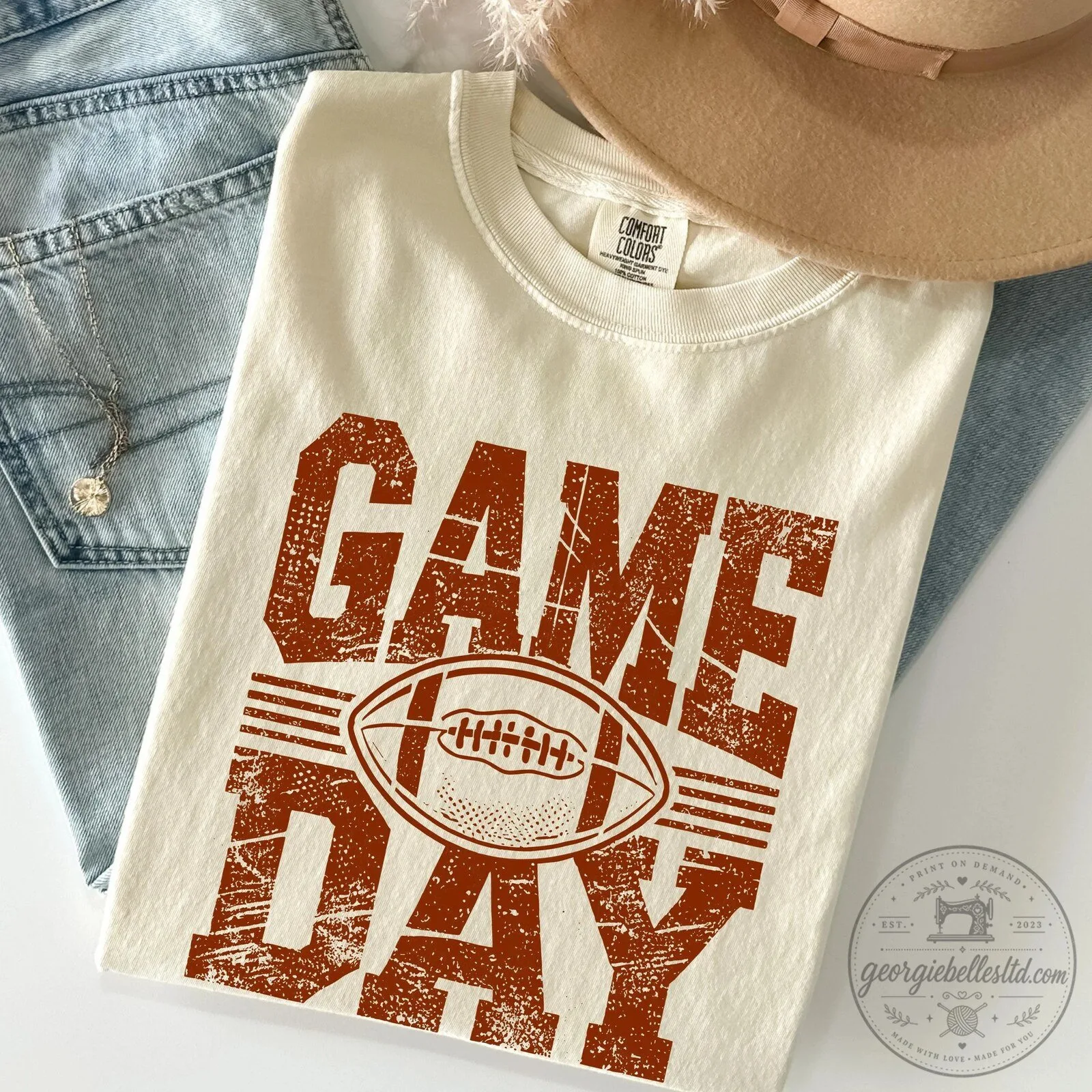 Game Day Football Season Distressed Graphic T-Shirt
