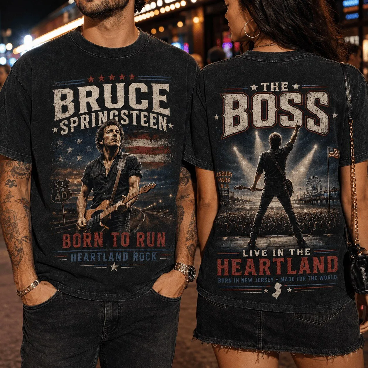 Bruce Springsteen Born to Run Live in the Heartland Vintage T-Shirt