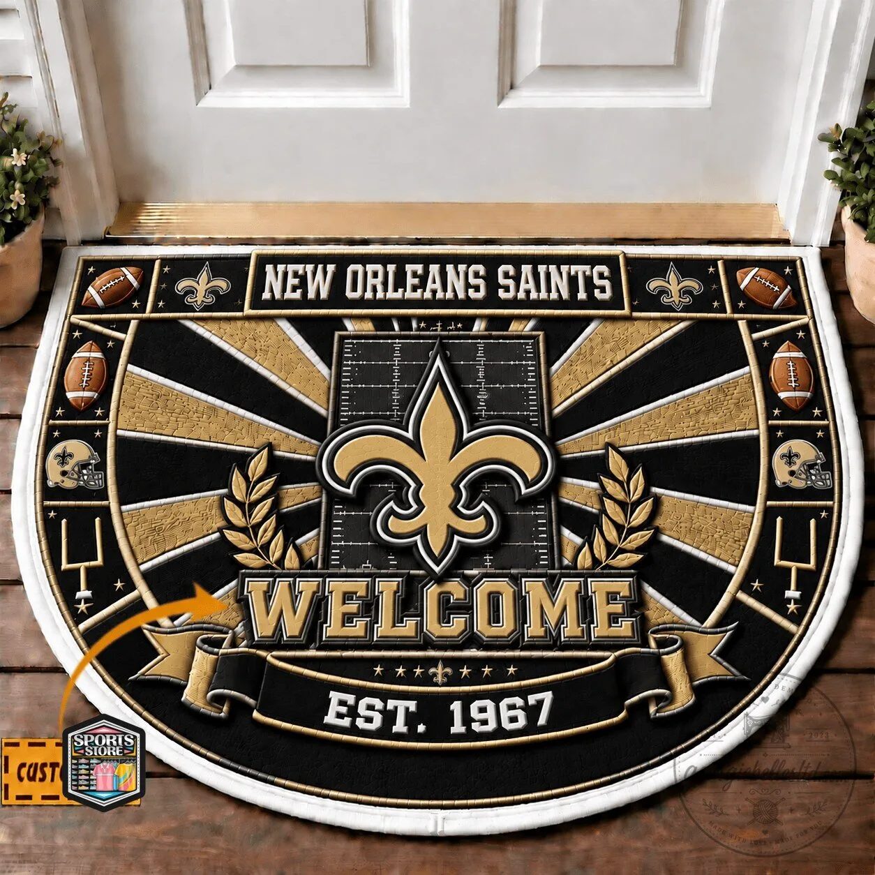 New Orleans Saints Welcome Est 1967 Football Fan Doormat