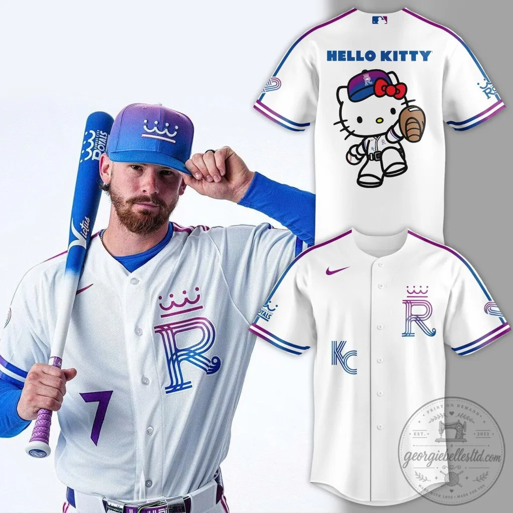 Kansas City Royals Baseball Hello Kitty City Connect White Baseball Jersey Kansas City Royals Baseball Hello Kitty City Connect White Baseball Jersey