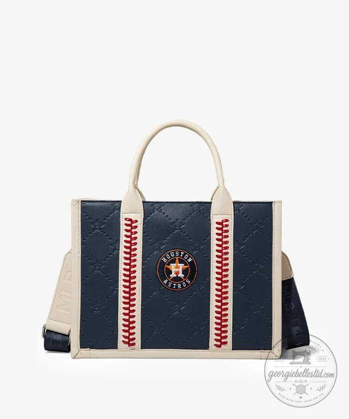 Houston Astros Baseball Team Tote Bag with Baseball Stitching