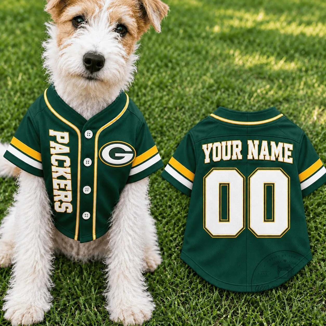 Green Bay Packers Pet Baseball Jersey Custom Name and Number Dog Apparel
