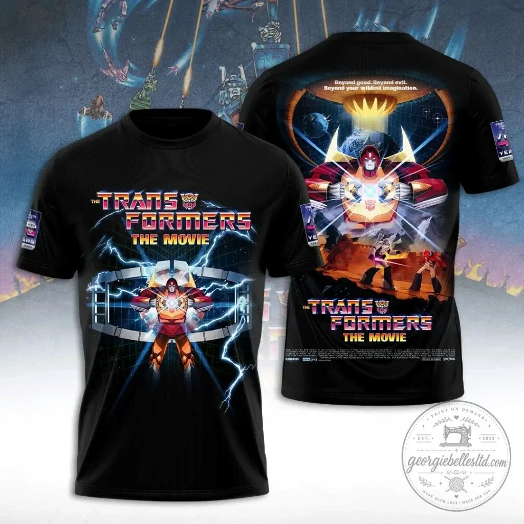 The Transformers The Movie 1986 Animated Film Poster Black T-Shirt 1 The Transformers The Movie 1986 Animated Film Poster Black T-Shirt
