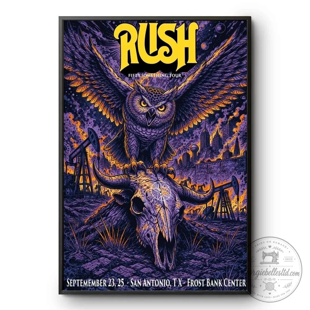 Rush Band Fifty Something Tour San Antonio Texas Concert Poster