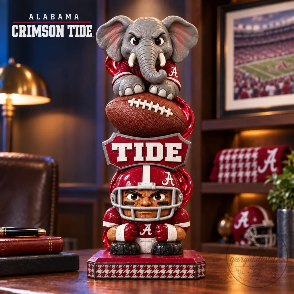 Alabama Crimson Tide Football Team Mascot Stacked Totem Pole Figurine Alabama Crimson Tide Football Team Mascot Stacked Totem Pole Figurine