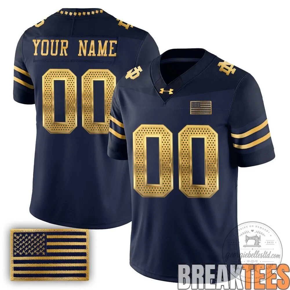 Notre Dame Fighting Irish Shamrock Series Navy Blue and Gold Football Jersey