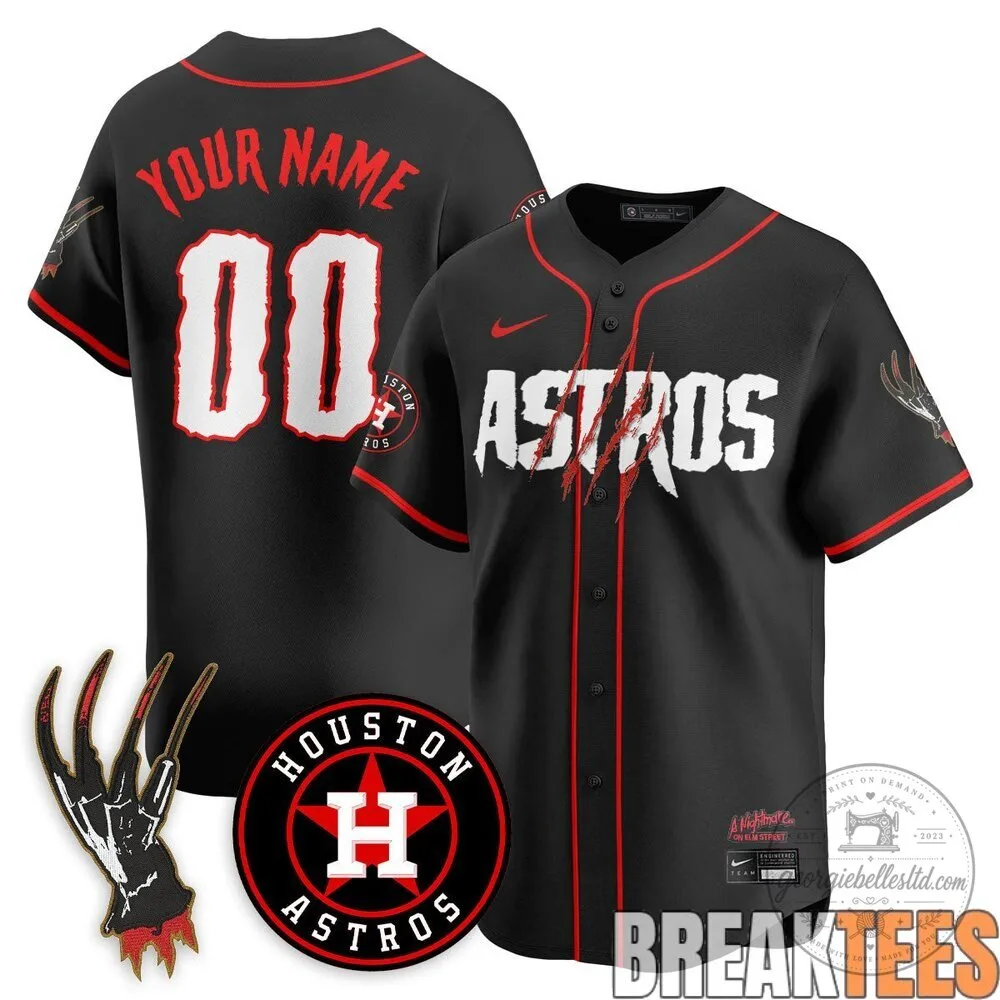 Houston Astros Freddy Krueger Nightmare on Elm Street Baseball Jersey 5 Houston Astros Freddy Krueger Nightmare on Elm Street Baseball Jersey