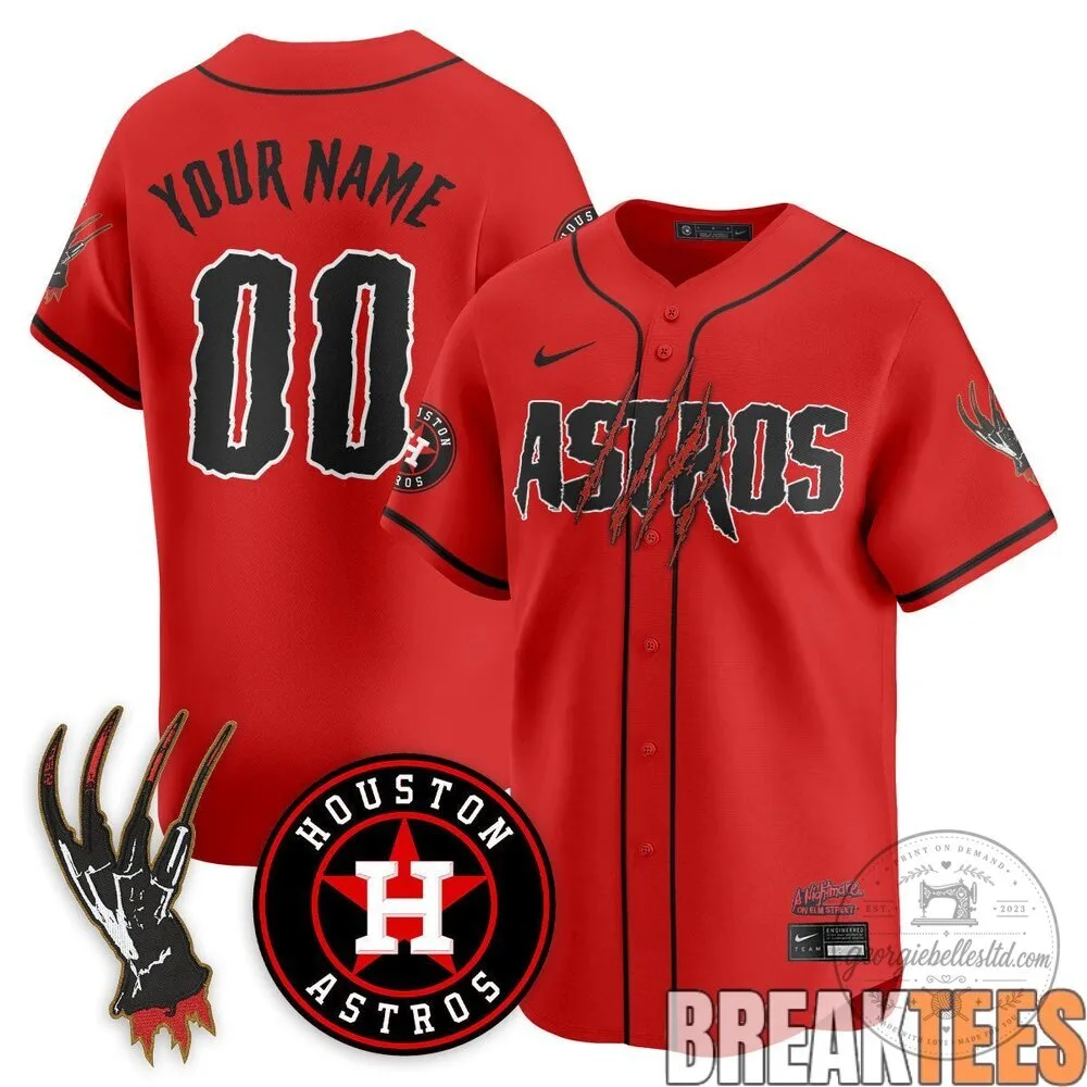 Houston Astros Freddy Krueger Nightmare on Elm Street Baseball Jersey 6 Houston Astros Freddy Krueger Nightmare on Elm Street Baseball Jersey