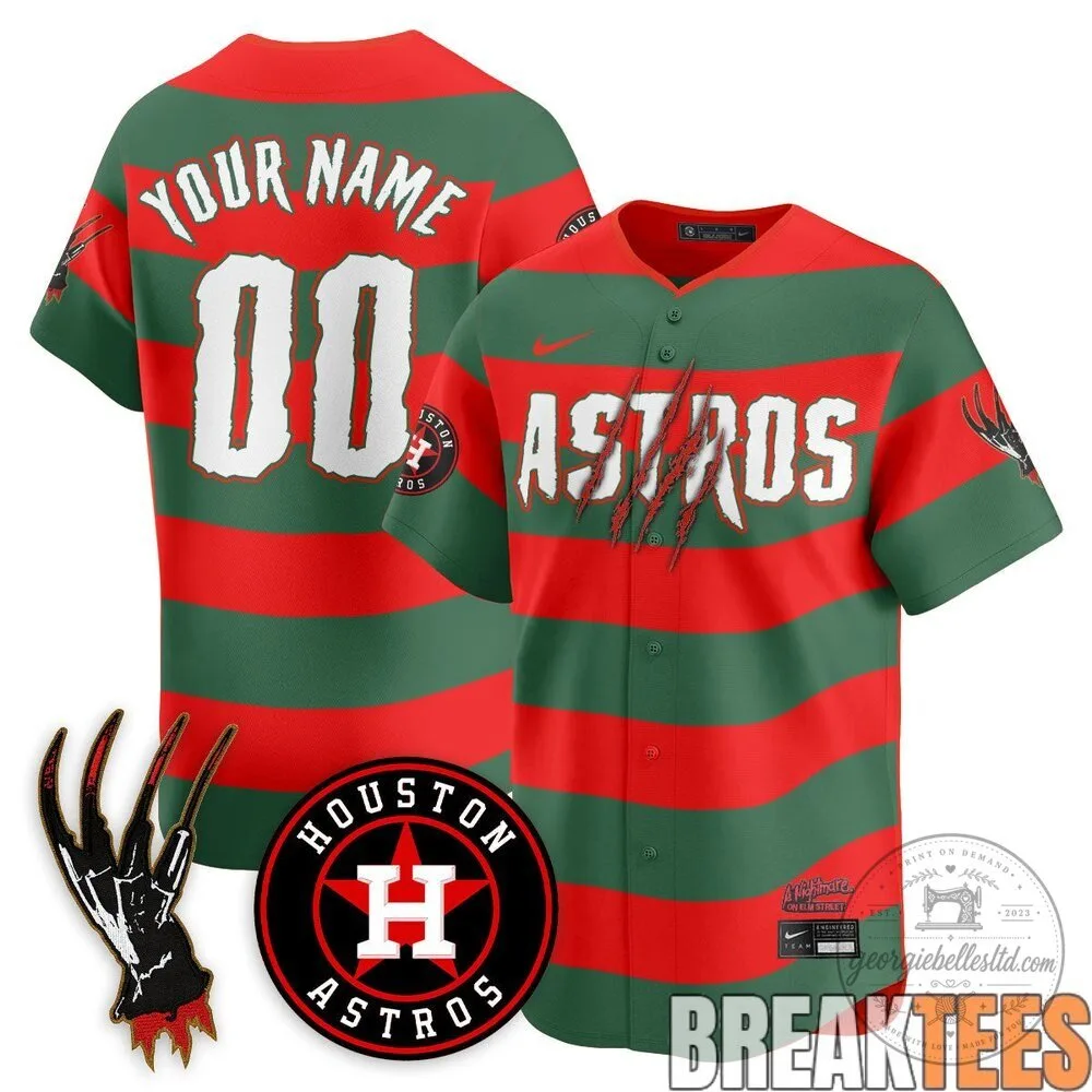 Houston Astros Freddy Krueger Nightmare on Elm Street Baseball Jersey 7 Houston Astros Freddy Krueger Nightmare on Elm Street Baseball Jersey